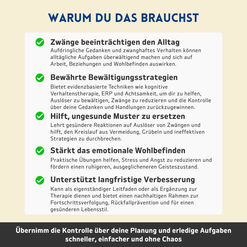 Zwangsstörung (OCD) – Therapeutisches Arbeitsbuch – Therapeutische Werkzeuge und Bewältigungsstrategien