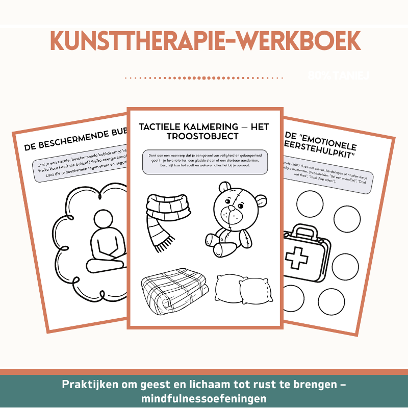 Kunsttherapie-Werkboek voor Kinderen & Tieners – 110+ Printbare Activiteiten voor Mentale Gezondheid (CGT, Mindfulness & SEL)