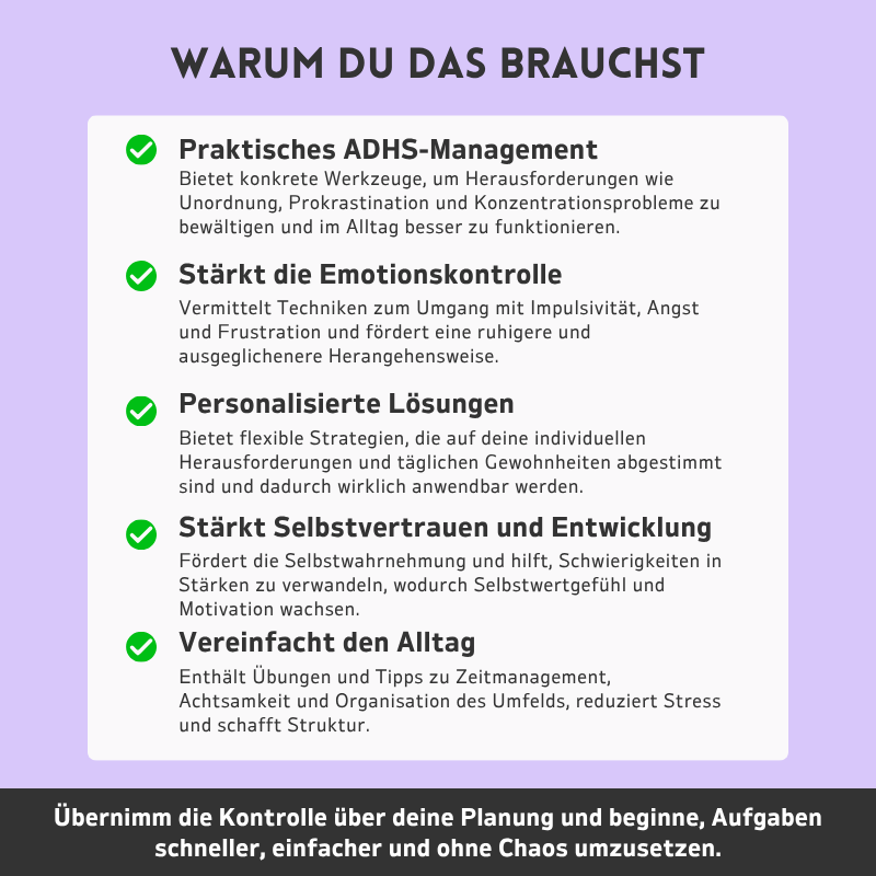 ADHS – Werkzeugkasten zur Unterstützung exekutiver Funktionen