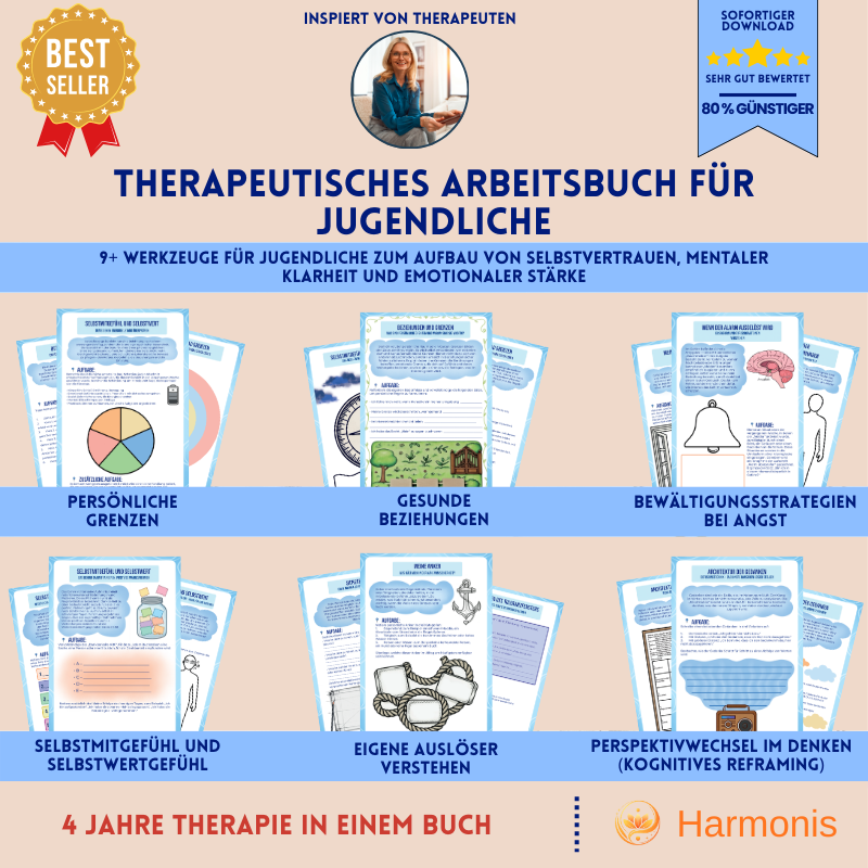Therapie-Arbeitsbuch Für Jugendliche - Über 9+ Von Therapeuten Anerkannte Werkzeuge, Die Dabei Helfen, Selbstvertrauen, Klares Denken Und Emotionale Stärke Aufzubauen Und Die Entwicklung Von Jugendlichen Zu Fördern