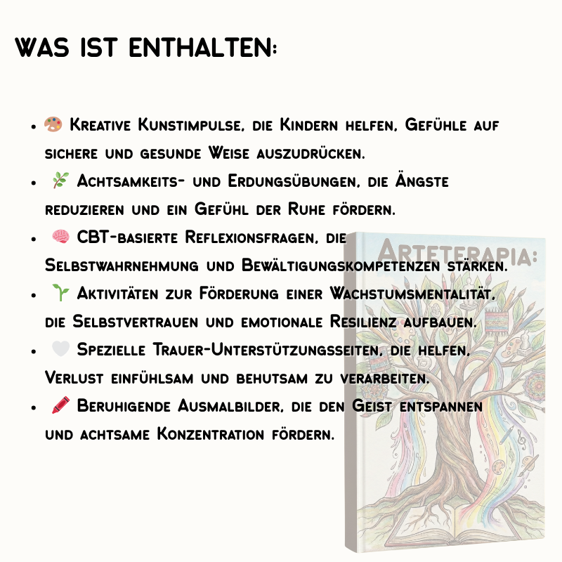 Kunsttherapie-Arbeitsbuch für Kinder & Jugendliche – 110+ ausdruckbare Aktivitäten zur psychischen Gesundheit (CBT, Achtsamkeit & SEL)