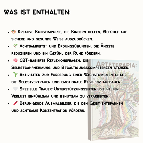 Kunsttherapie-Arbeitsbuch für Kinder & Jugendliche – 110+ ausdruckbare Aktivitäten zur psychischen Gesundheit (CBT, Achtsamkeit & SEL)